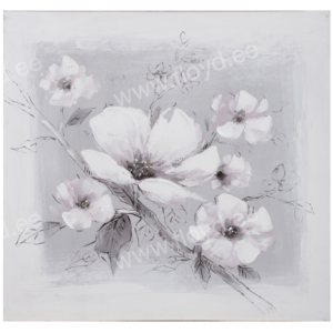Õlimaal 60x60cm, valged lilled