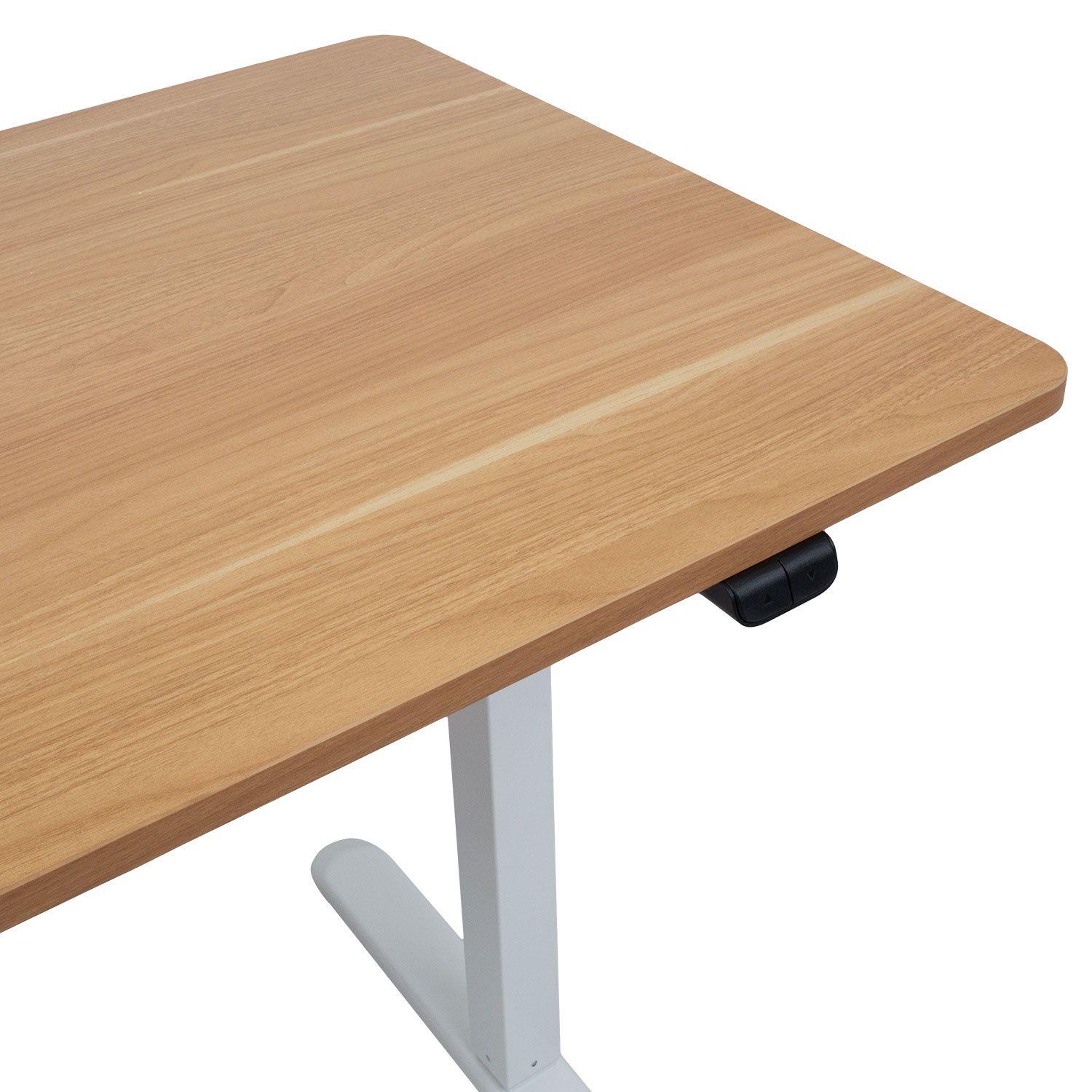 Töölaud ERGO LIGHT 1-mootoriga 120x60xH73-118cm, tamm:valge K18707 nupud ja nurk